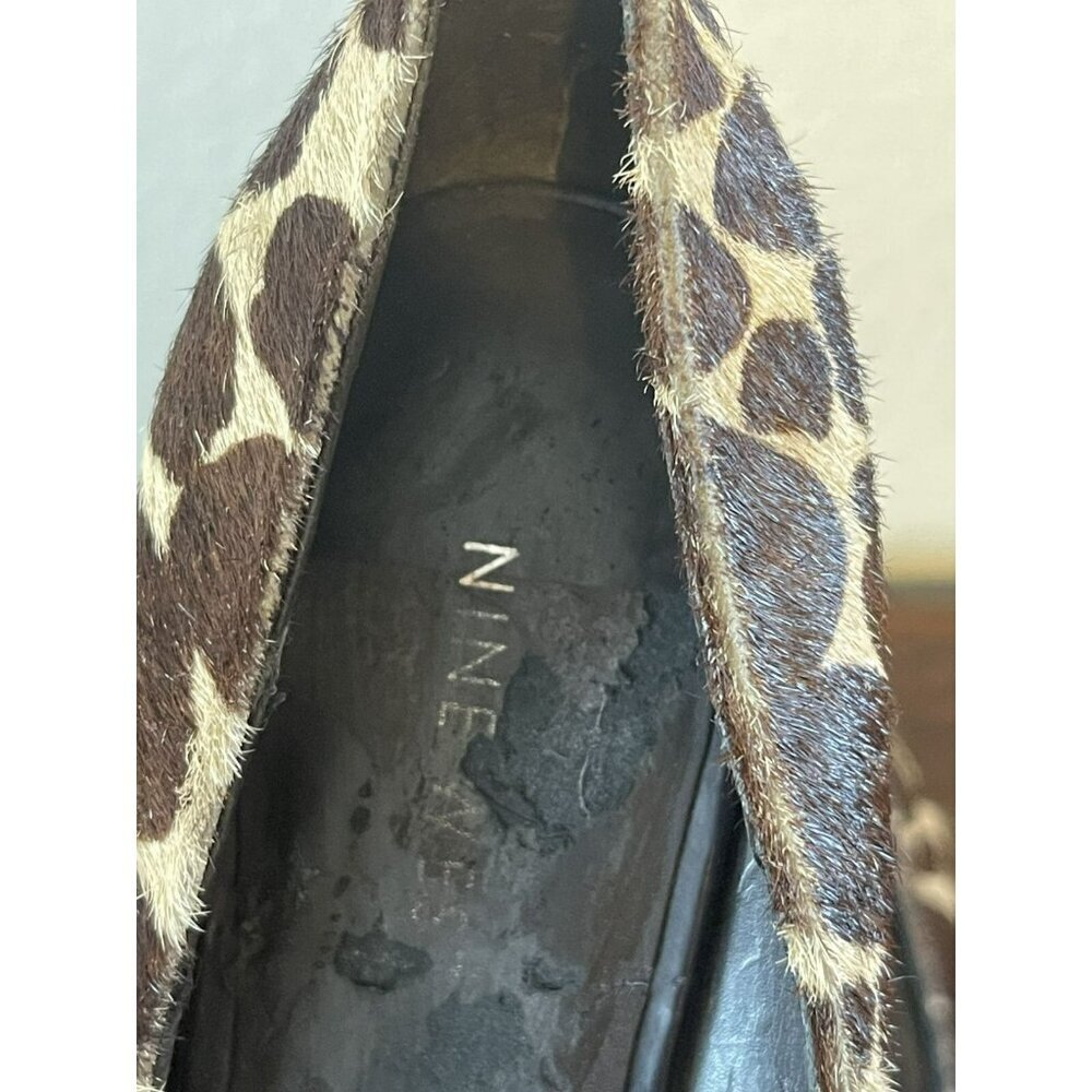 Nine West Womens 3.5" Heels 8M Barbe Giraffe Print Real Hair Leather pointed toe - Picture 6 of 6